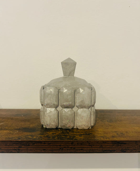 Boîte Carrée Vert pailletées dorées en Plâtre Céramique