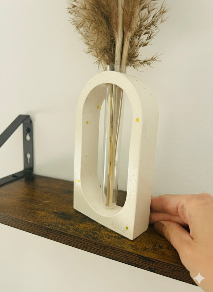 Décoration Soliflore Arche en Plâtre Céramique Blanc - Livré avec Fleurs Séchées