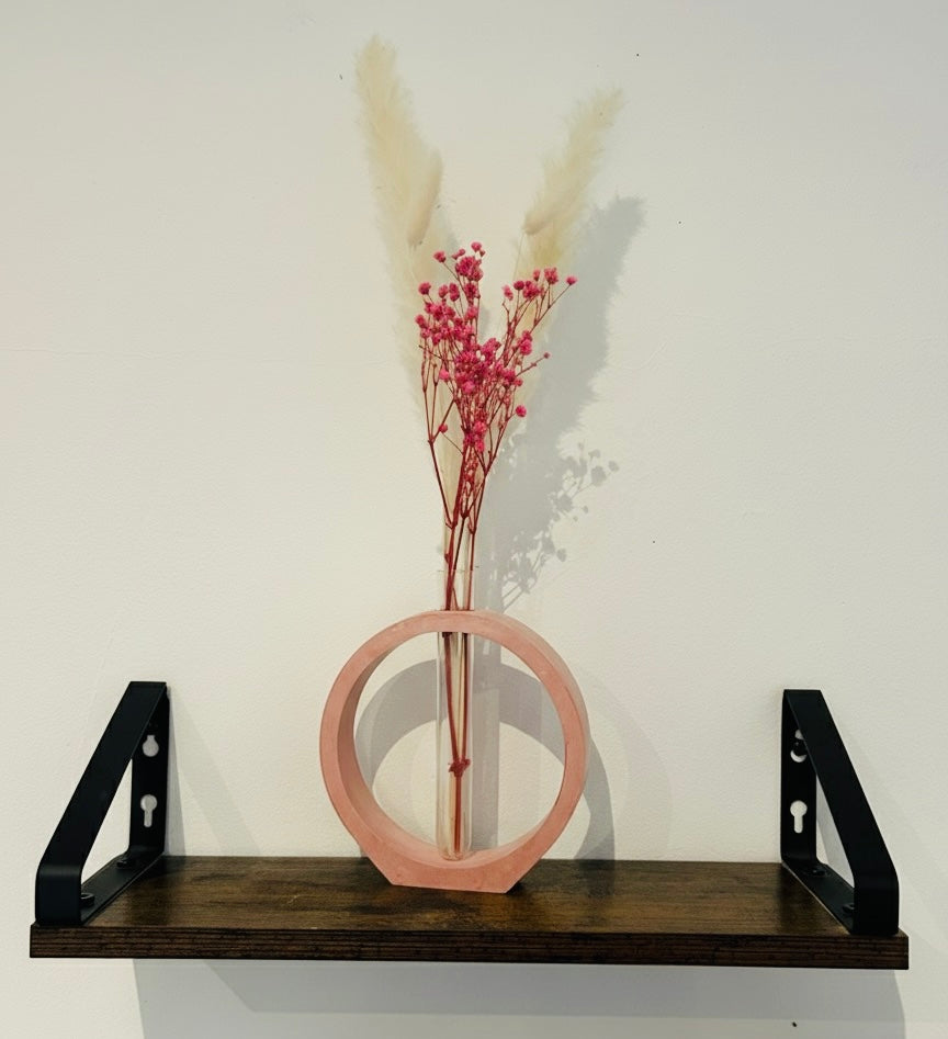 Vase Soliflore Rond Rose - Livré avec ses Fleurs Séchées