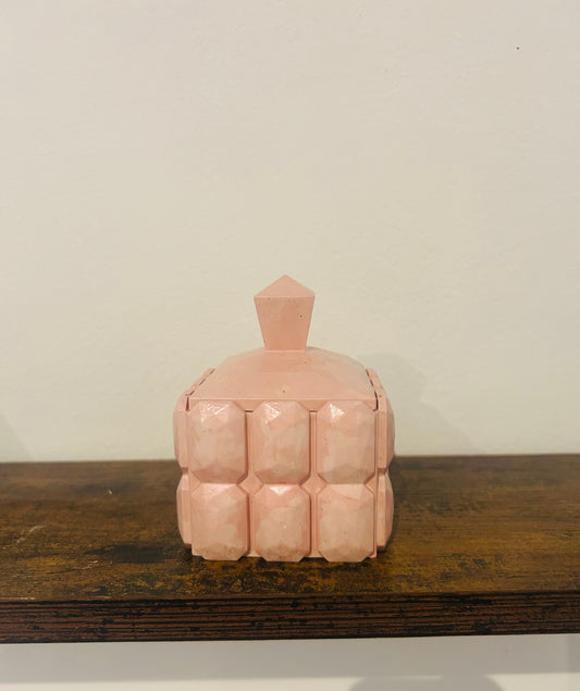 Boîte Carrée Rose en Plâtre Céramique