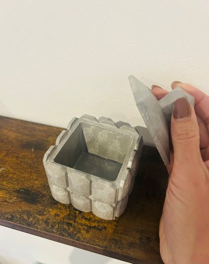 Boîte Carrée Vert pailletées dorées en Plâtre Céramique