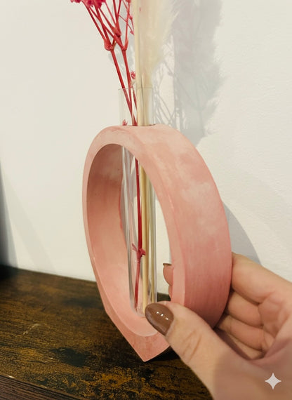 Vase Soliflore Rond Rose - Livré avec ses Fleurs Séchées