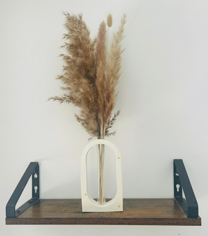 Décoration Soliflore Arche en Plâtre Céramique Blanc - Livré avec Fleurs Séchées