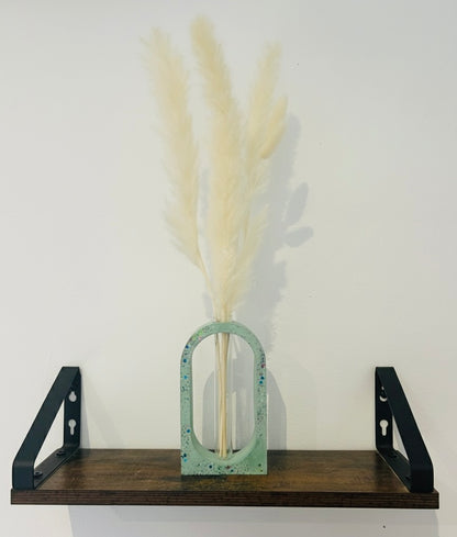 Vase Soliflore Arche Vert Pailleté - Livré avec ses Fleurs Séchées