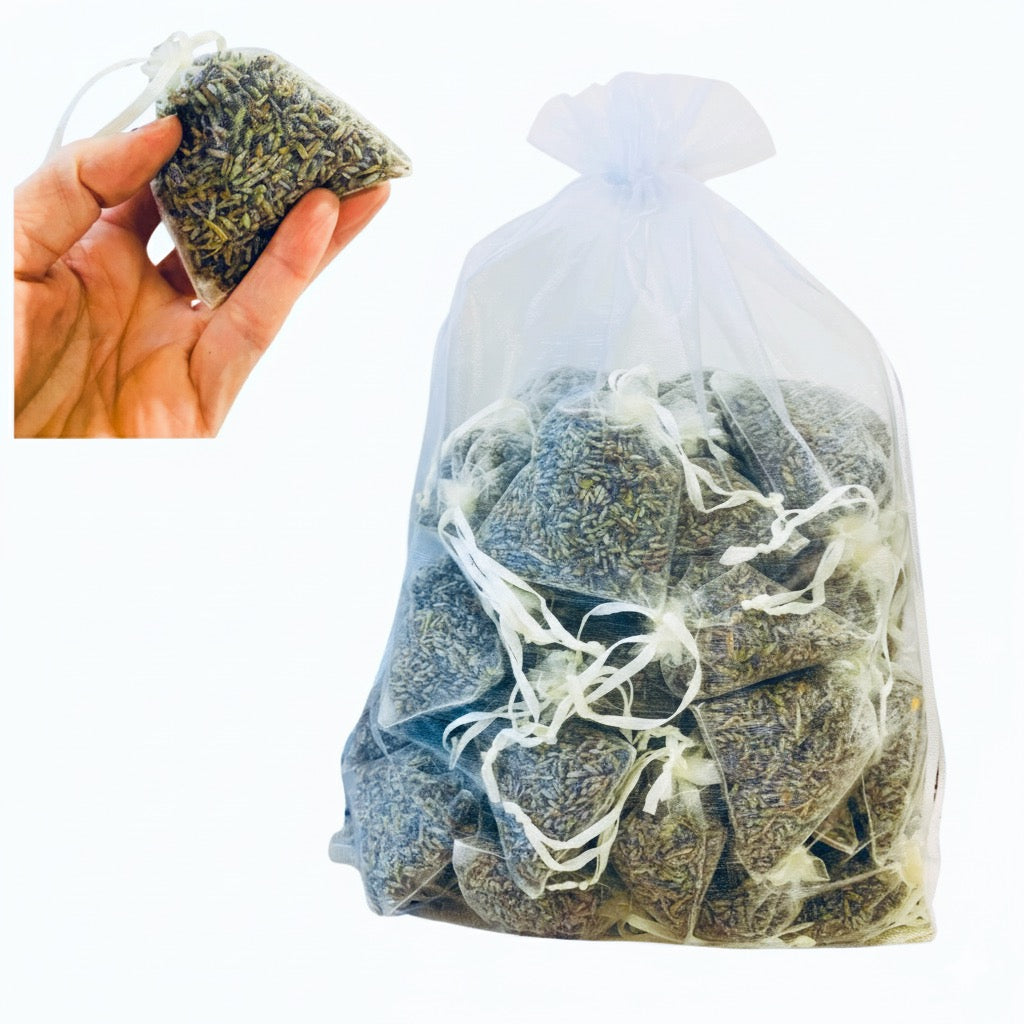 Lot de 5 Sachets de Lavandin Séché de Provence en Organza – Anti-Mites Naturel